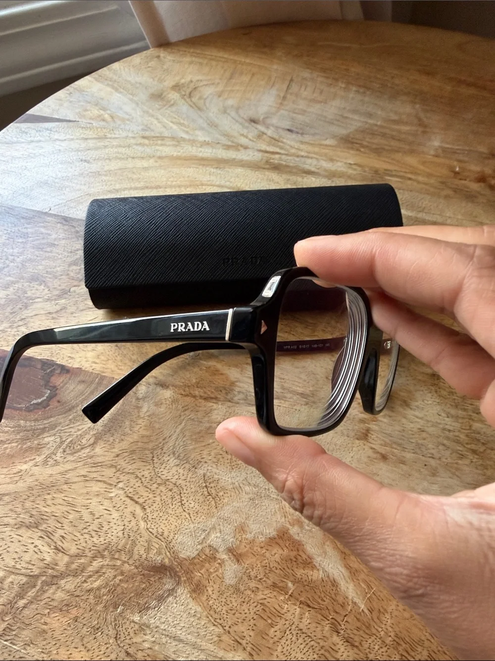 Prada Black Rectangular Women's Glasses with Logo Detailing